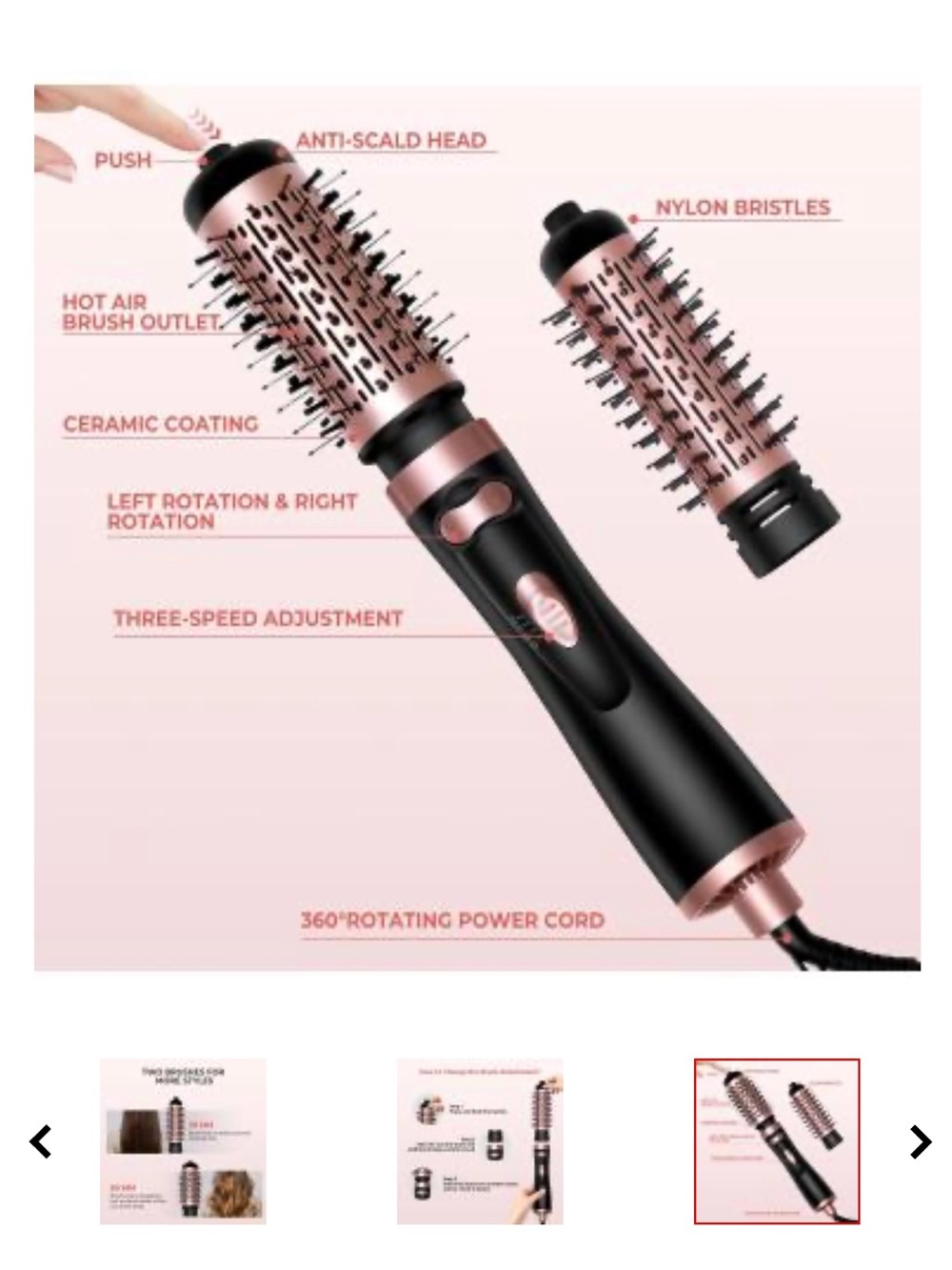 $70. OKWRAP Rotating Hair Dryer Brush 3-in-1 360° Rotating Hot Air Brush New! - Picture 5 of 16